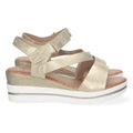 Sandalias Doradas Mujer Cuña Tira Cruzada Velcro Cómodas