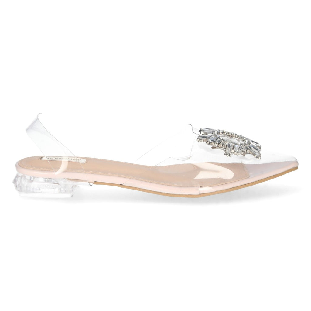 Sandalias Negras Mujer Planas Vinilo Transparente Punta Fina Elegantes