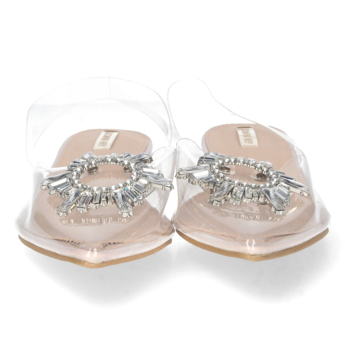 Sandalias Negras Mujer Planas Vinilo Transparente Punta Fina Elegantes