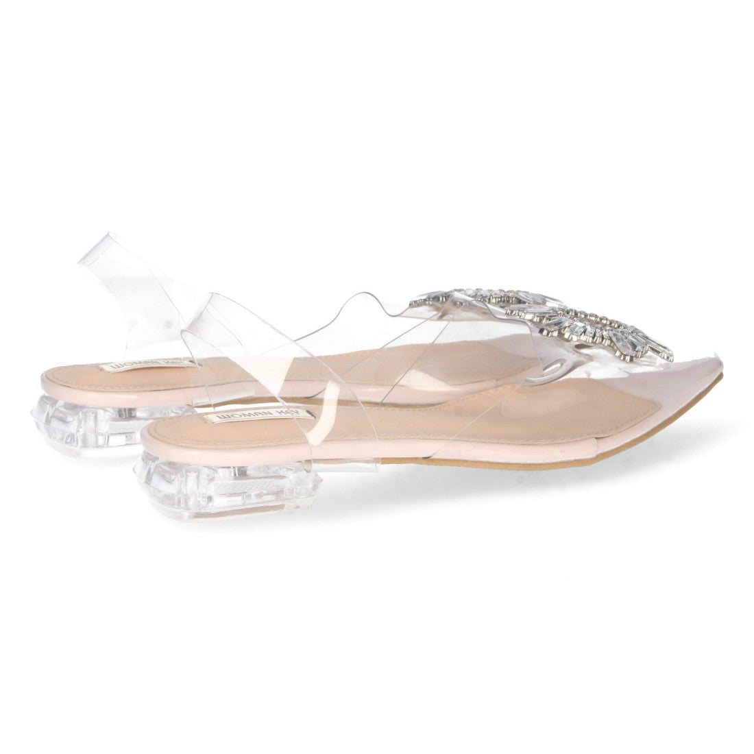 Sandalias Negras Mujer Planas Vinilo Transparente Punta Fina Elegantes
