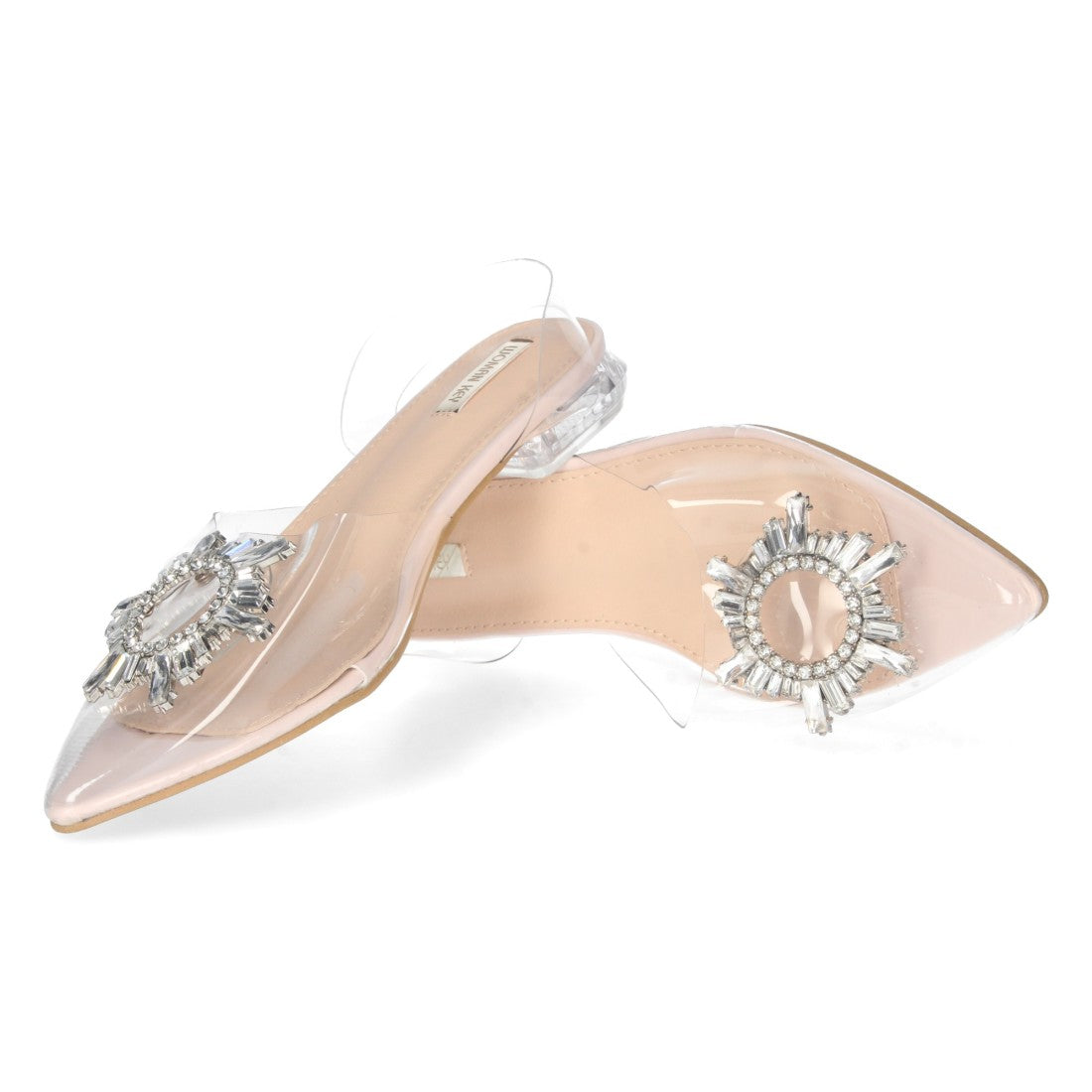 Sandalias Negras Mujer Planas Vinilo Transparente Punta Fina Elegantes