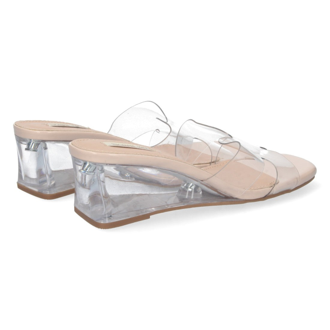 Sandalias Nude Mujer Cuña Vinilo Transparente Elegantes
