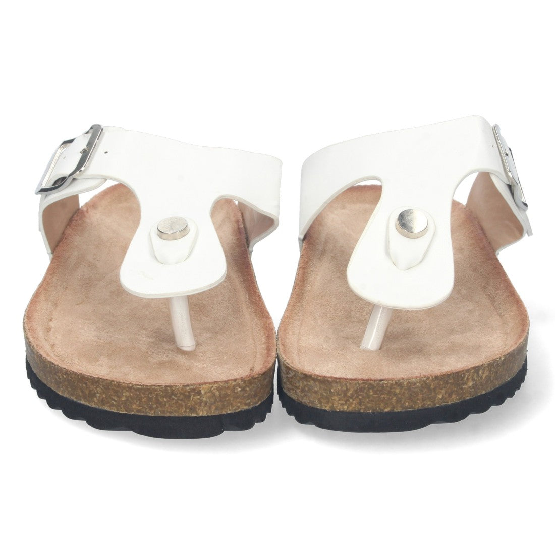 Sandalias Blancas Planas Puras Mujer