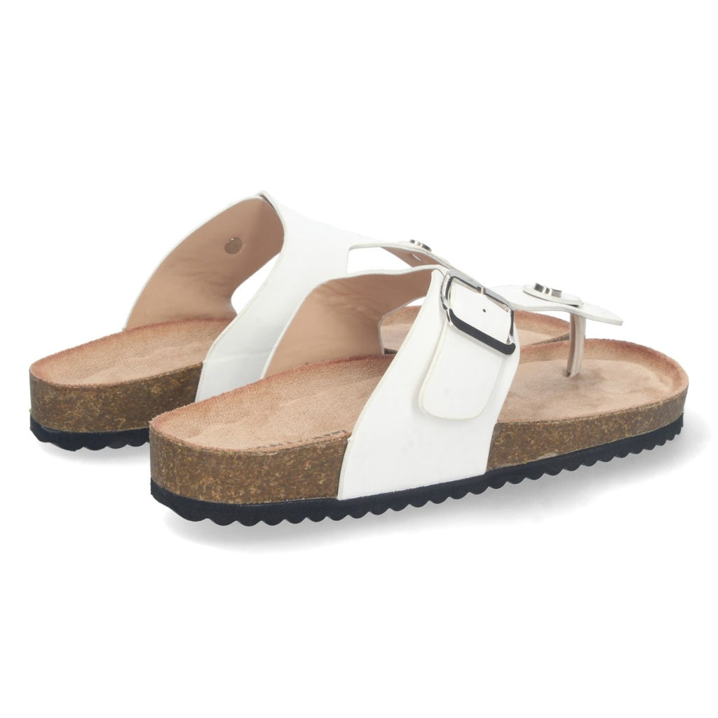 Sandalias Blancas Planas Puras Mujer