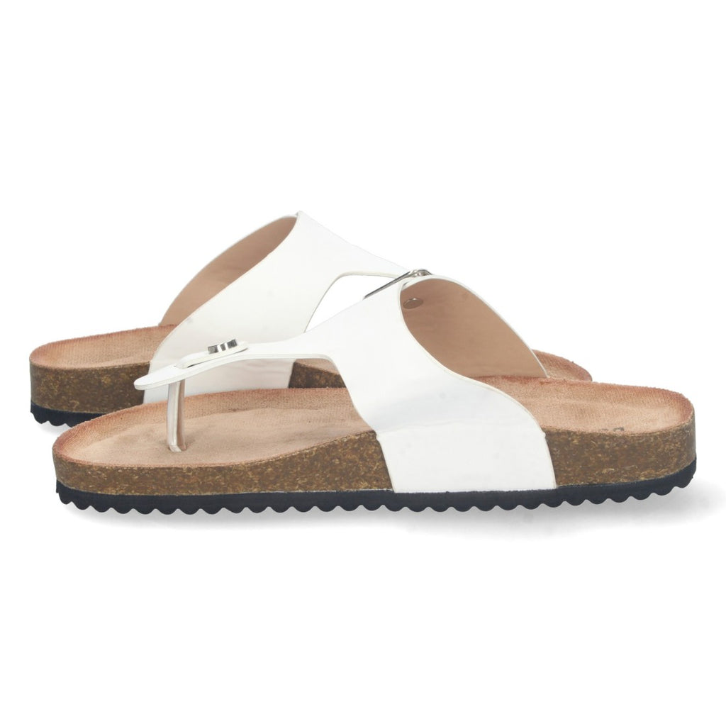 Sandalias Blancas Planas Puras Mujer