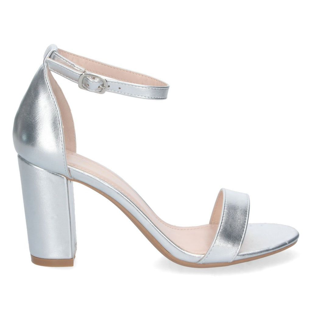 Sandalias Plata Tacón Elegantes Cómodas Fiesta Bodas