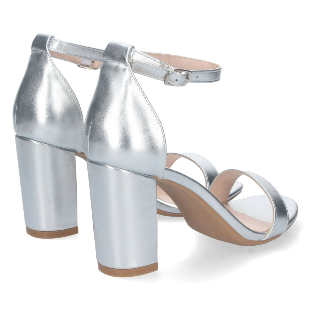 Sandalias Plata Tacón Elegantes Cómodas Fiesta Bodas