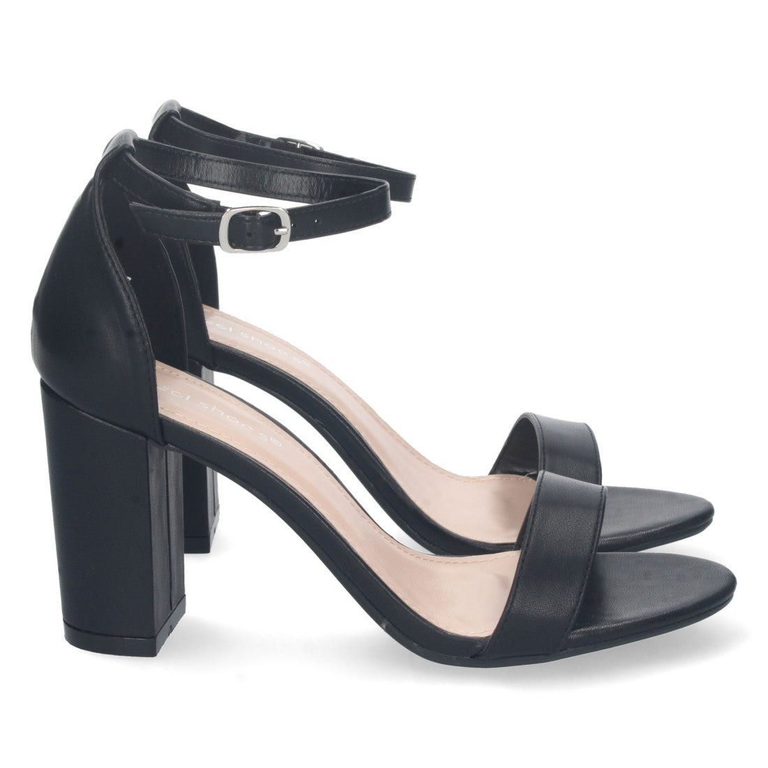 Sandalias Negras Mujer Tacón Alto Tobillera Hebilla Elegantes Fiesta