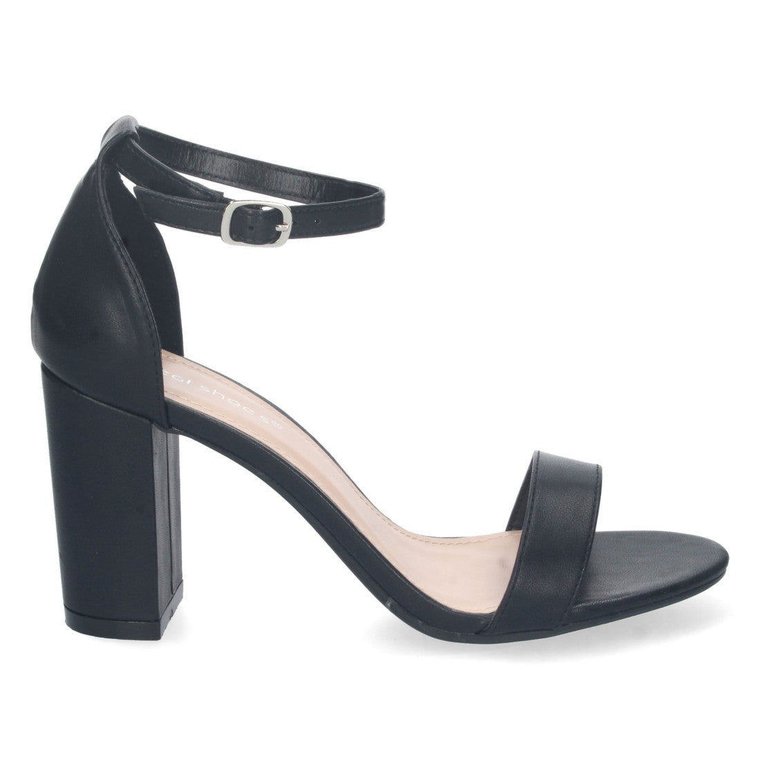 Sandalias Negras Mujer Tacón Alto Tobillera Hebilla Elegantes Fiesta