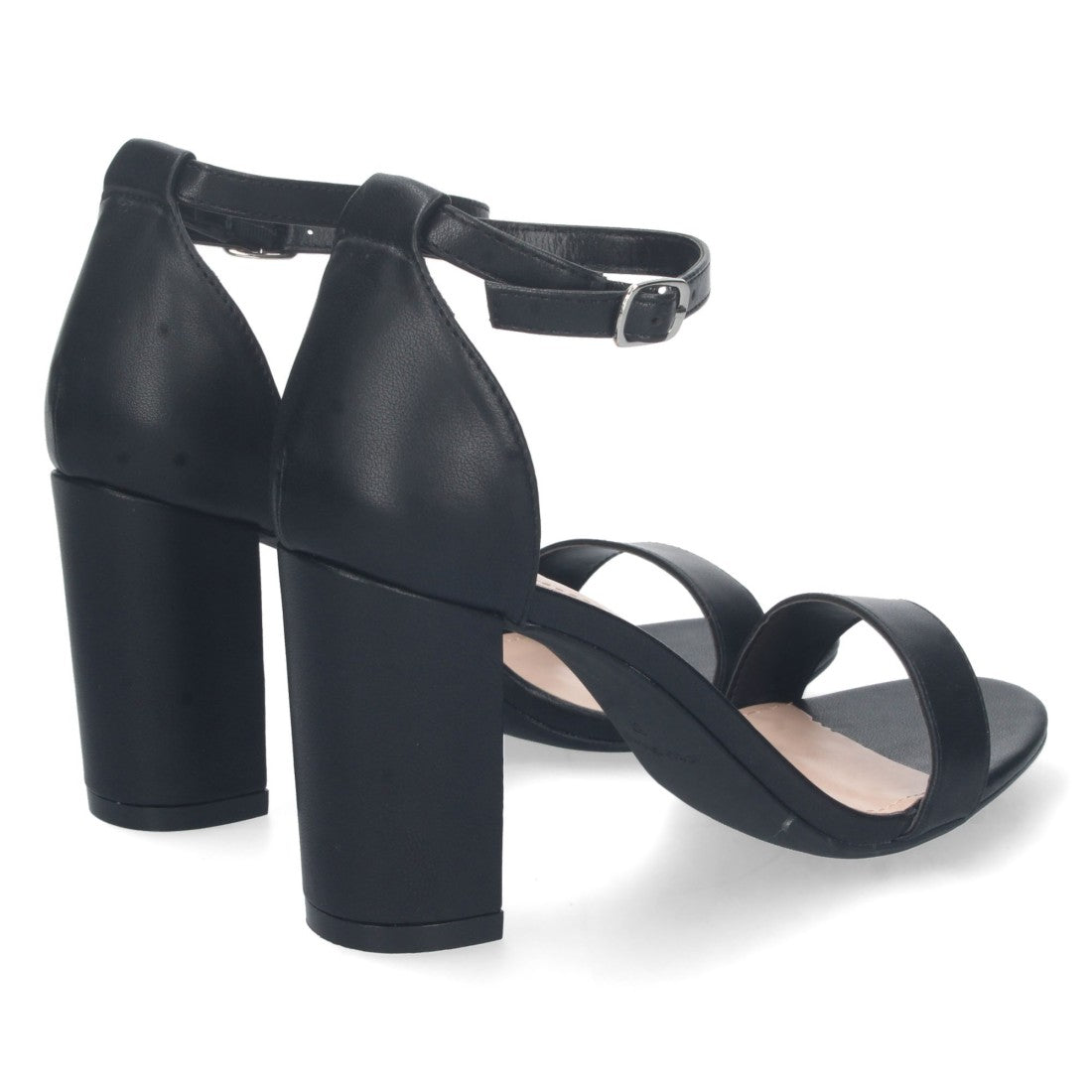 Sandalias Negras Mujer Tacón Alto Tobillera Hebilla Elegantes Fiesta