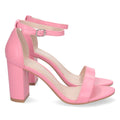 Sandalias Rosas Mujer Tacón Alto Tobillera Hebilla Elegantes