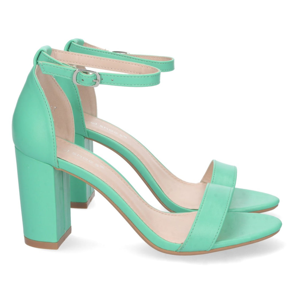 Sandalias Menta Mujer Tacón Alto Tobillera Hebilla Elegantes Fiesta