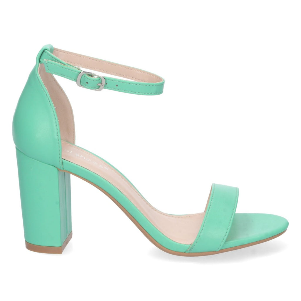 Sandalias Menta Mujer Tacón Alto Tobillera Hebilla Elegantes Fiesta