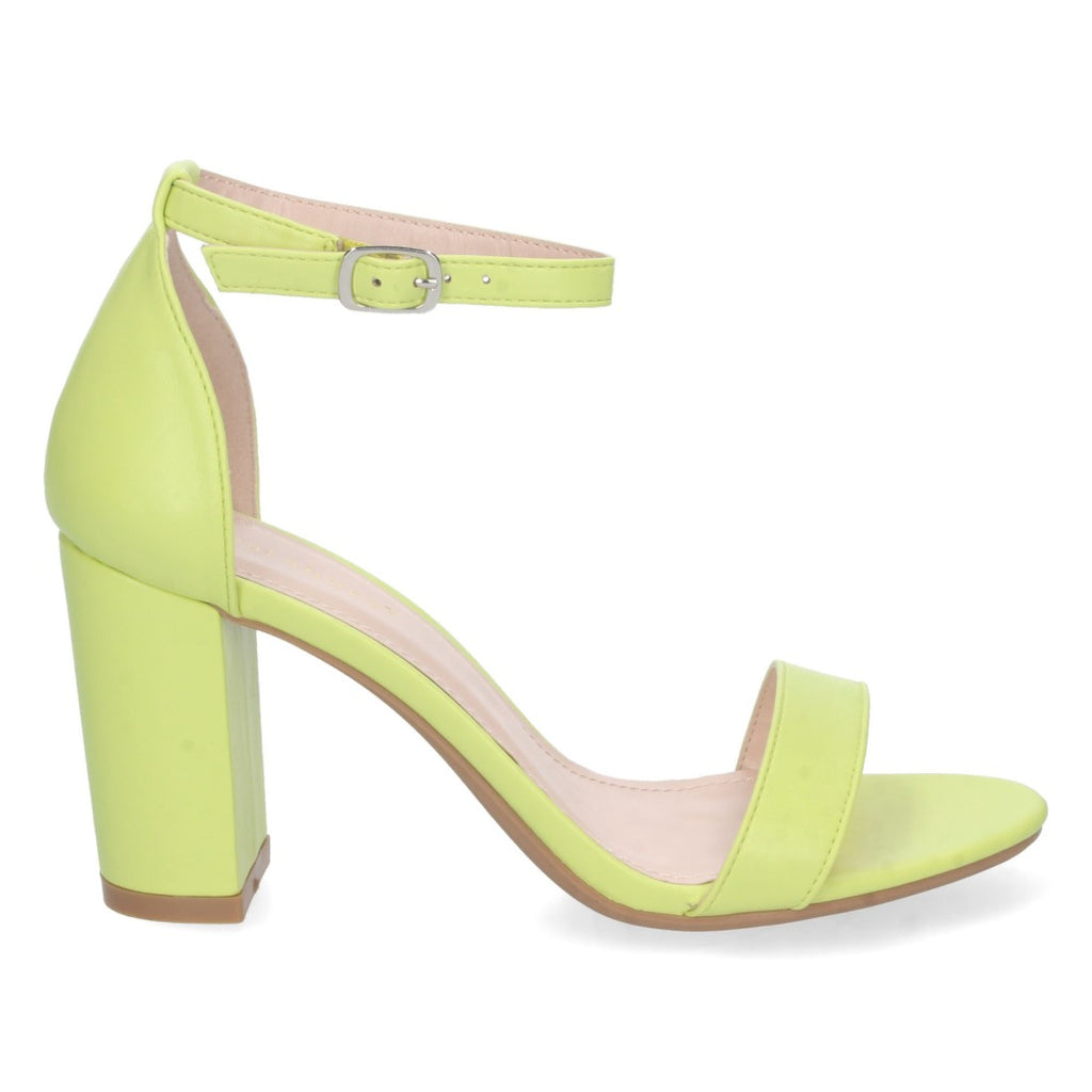 Sandalias Amarillas Mujer Tacón Alto Tobillera Hebilla Elegantes Fiesta