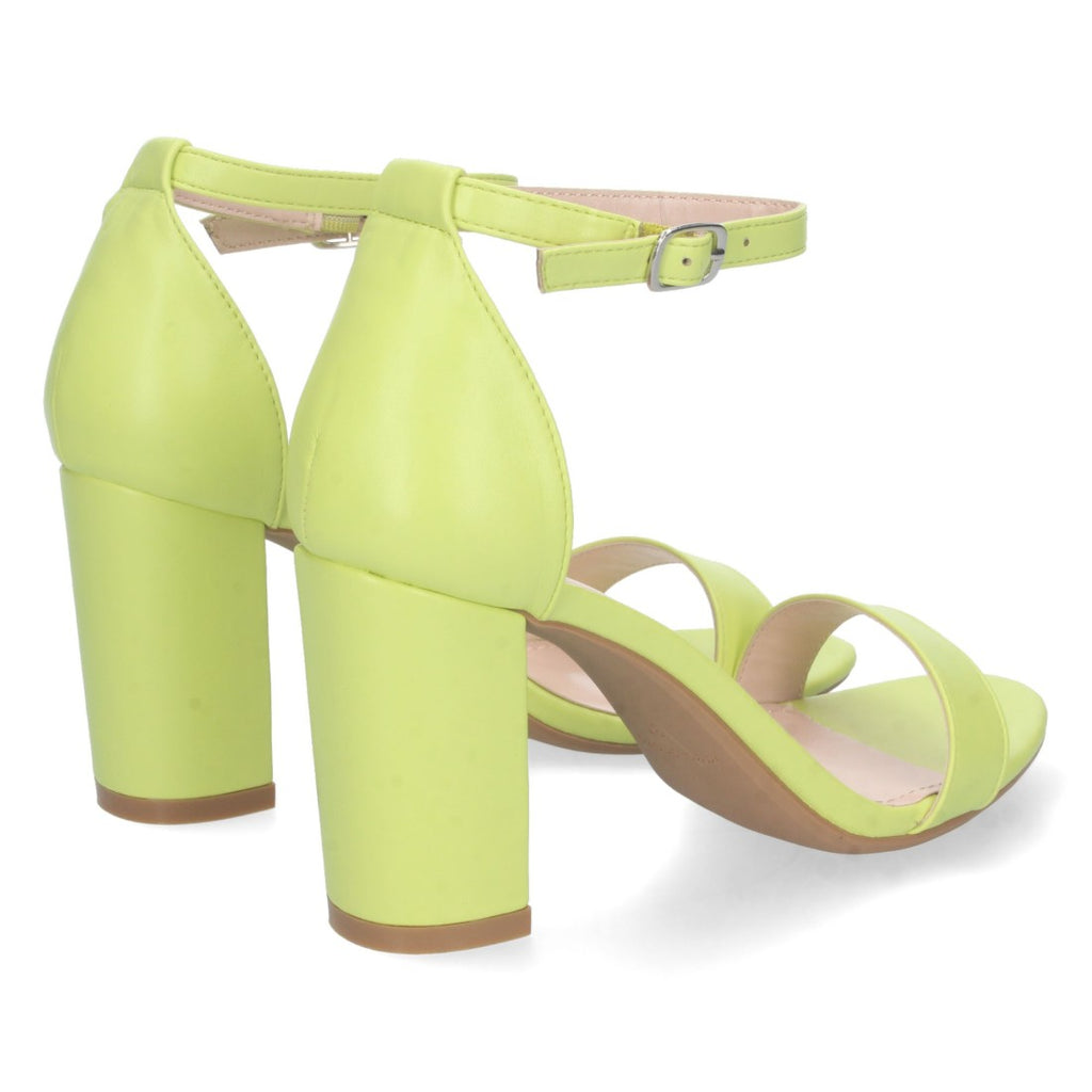 Sandalias Amarillas Mujer Tacón Alto Tobillera Hebilla Elegantes Fiesta