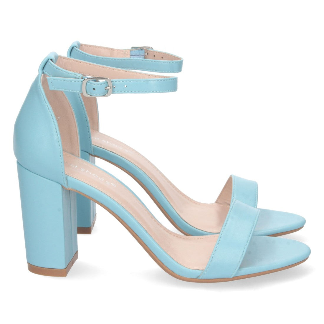 Sandalias Azules Mujer Tacón Alto Tobillera Hebilla Elegantes Fiesta