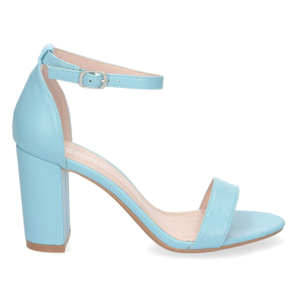 Sandalias Azules Mujer Tacón Alto Tobillera Hebilla Elegantes Fiesta