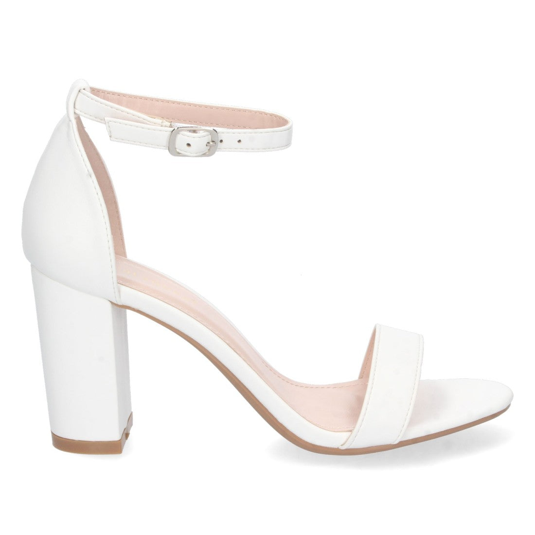 Sandalias Blancas Mujer Tacón Alto Tobillera Hebilla Elegantes Fiesta