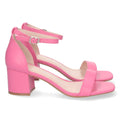 Fuchsiafarbene Sandalen mit Absatz, glitzernd, elegant, für Party, Hochzeit