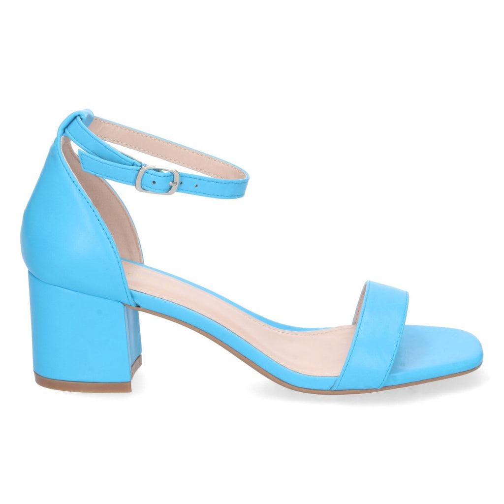 Sandalias Azules Mujer Tacón Pala Fina Ankle Strap Hebilla Elegantes Fiesta