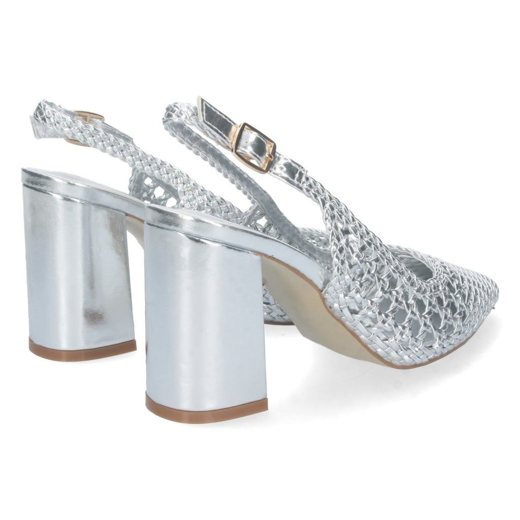 Zapatos de Tacón Plata Glamurosos Mujer