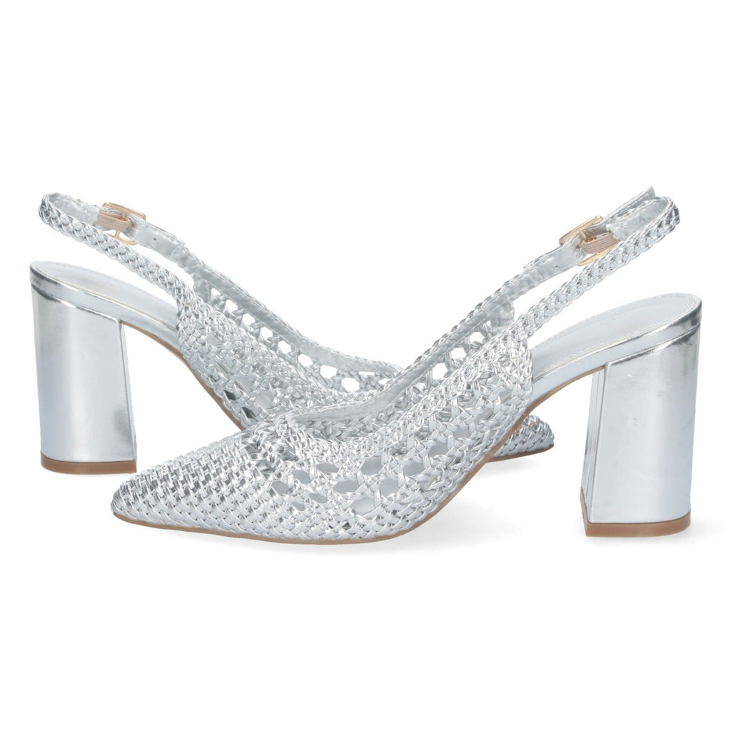 Zapatos de Tacón Plata Glamurosos Mujer