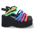 Sandalias Multicolor Mujer Plataforma Tiras Doble Hebilla Elegantes
