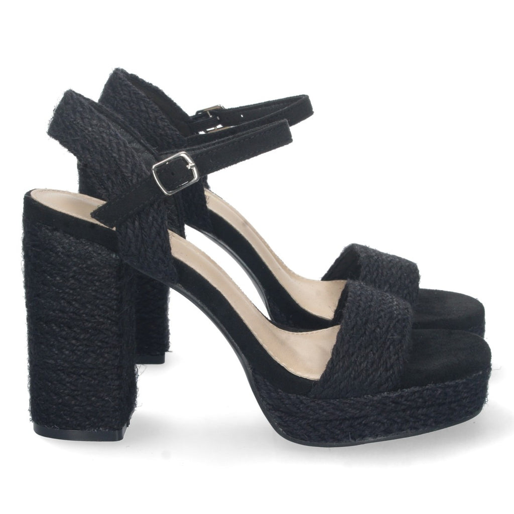 Elegante bequeme schwarze Sandalen mit Absatz für Partys und Hochzeiten