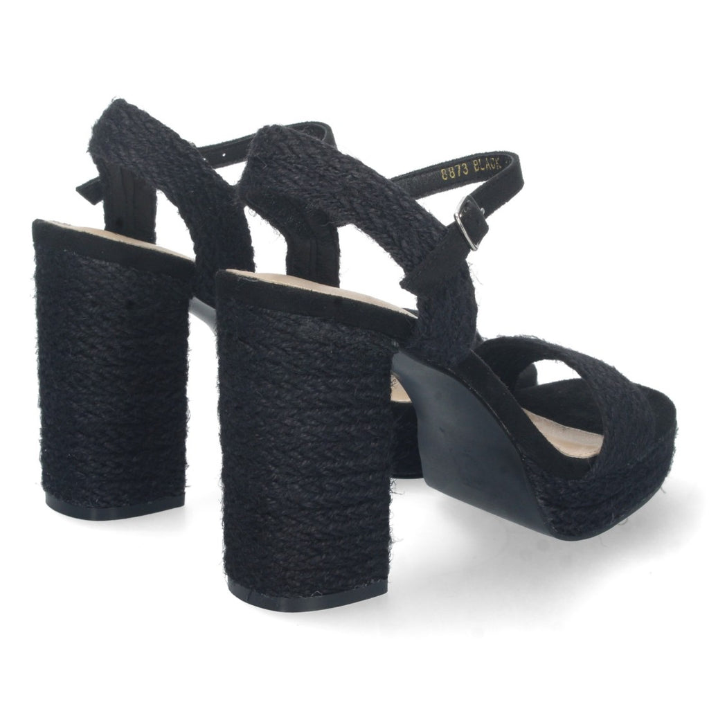 Elegante bequeme schwarze Sandalen mit Absatz für Partys und Hochzeiten