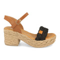 Sandalias Negras Mujer Tacón Plataforma Yute