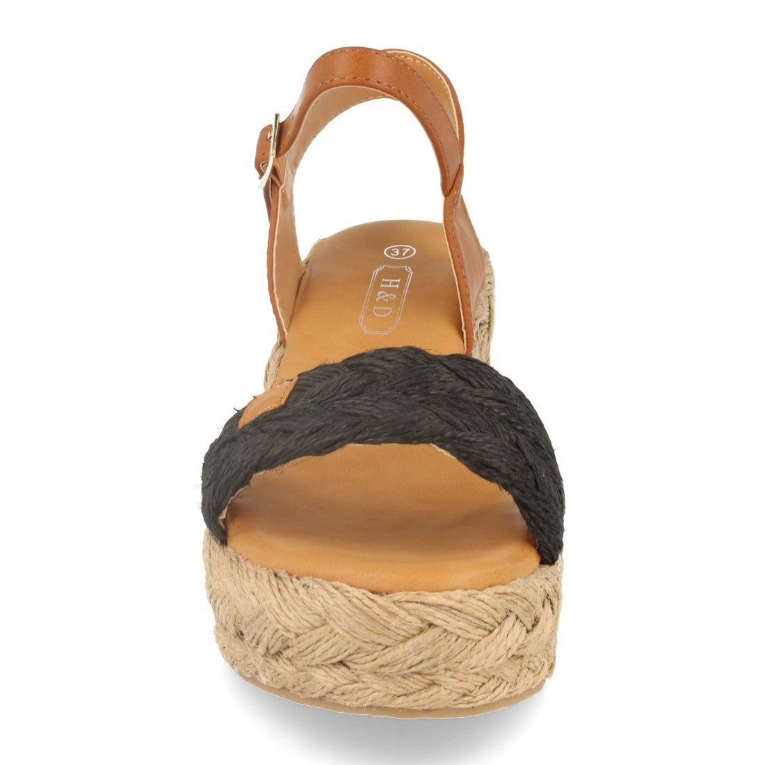 Sandalias Negras Mujer Tacón Plataforma Yute
