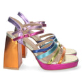 Sandalias Surtidas Mujer Tacón Tiras Multicolor Doble Hebilla Elegantes