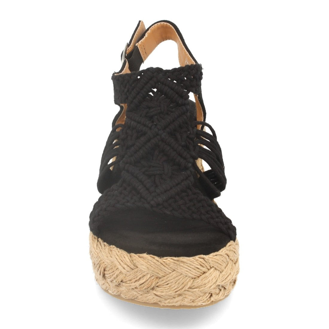 Sandalias Negras Mujer Tacón Plataforma Yute Correa T