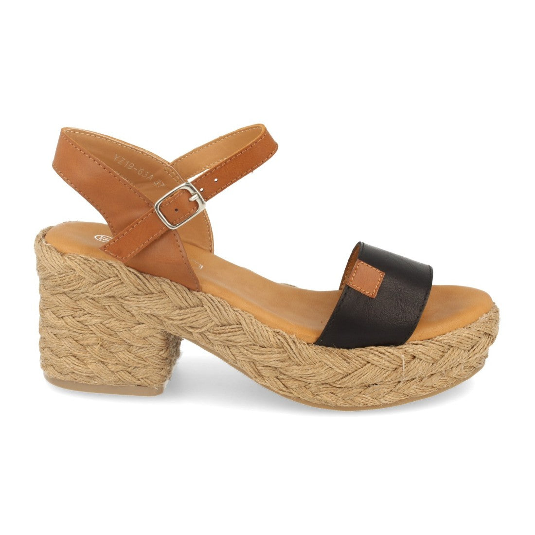 Sandalias Negras Mujer Plataforma Yute Ankle Strap