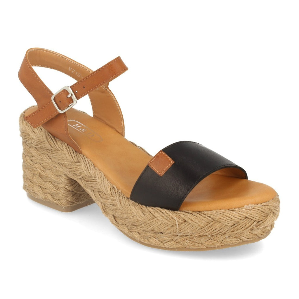 Sandalias Negras Mujer Plataforma Yute Ankle Strap