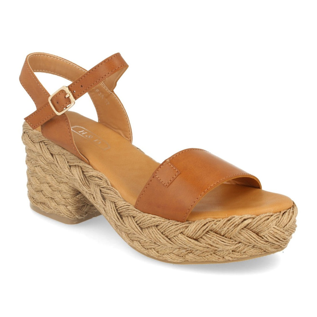 Sandalias Camel Mujer Plataforma Yute Ankle Strap