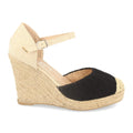 Sandalias Negras Mujer Cuña Yute Crochet Ankle Strap