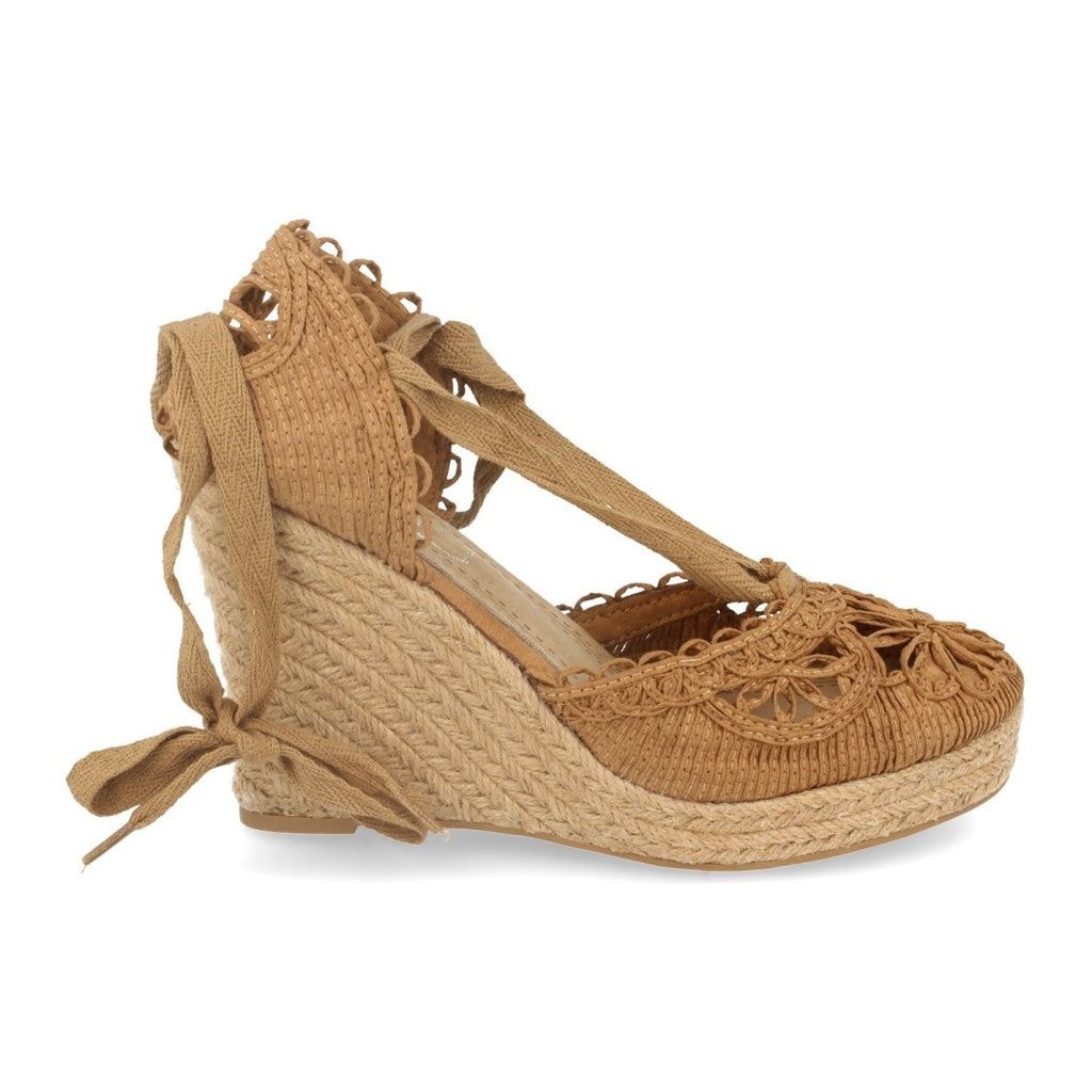 Sandalias Camel Mujer Cuña Yute Estilo Valenciana