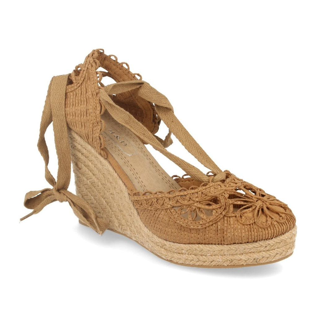 Sandalias Camel Mujer Cuña Yute Estilo Valenciana