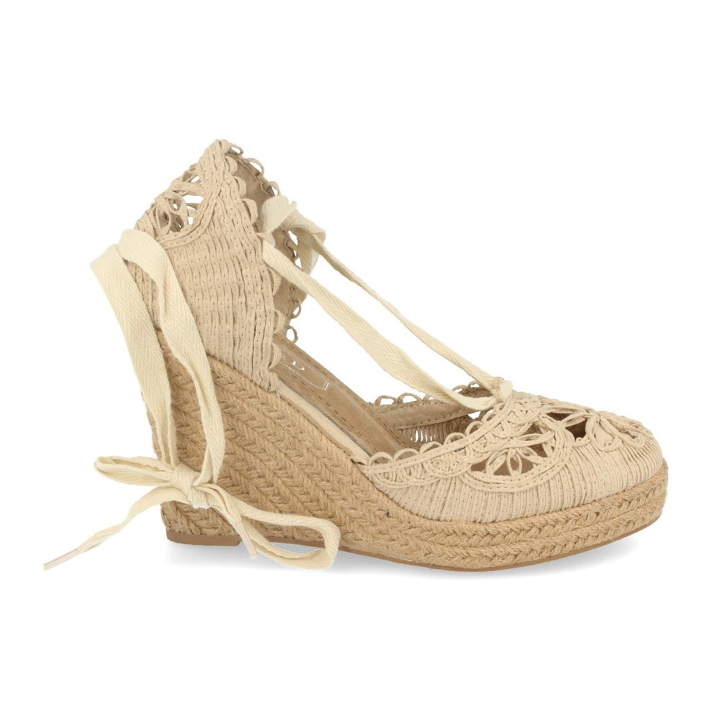 Sandalias Beige Mujer Cuña Yute Estilo Valenciana