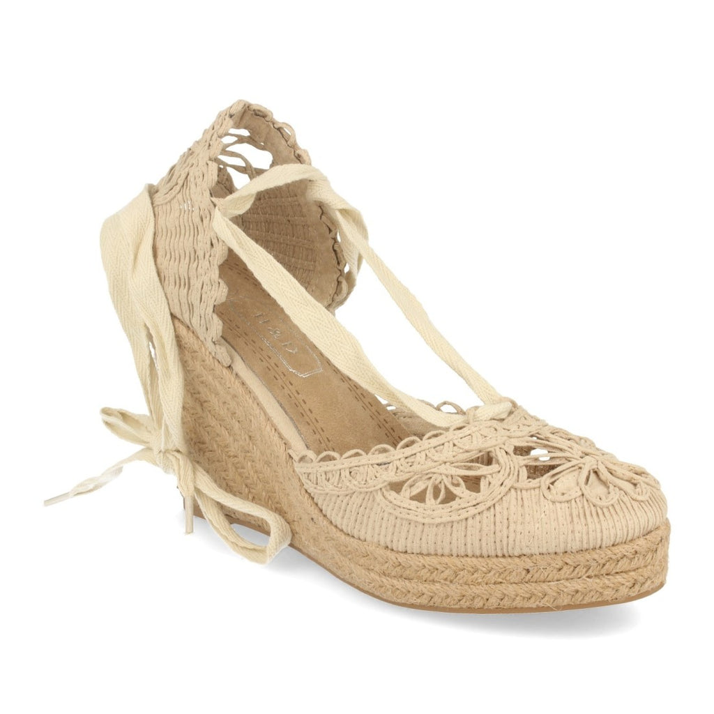 Sandalias Beige Mujer Cuña Yute Estilo Valenciana