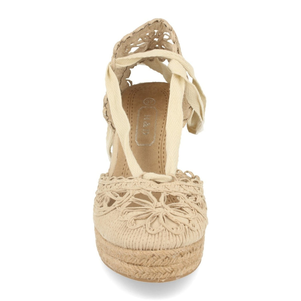Sandalias Beige Mujer Cuña Yute Estilo Valenciana