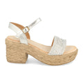 Sandalias Plateadas Mujer Tacón Plataforma Yute Ankle Strap