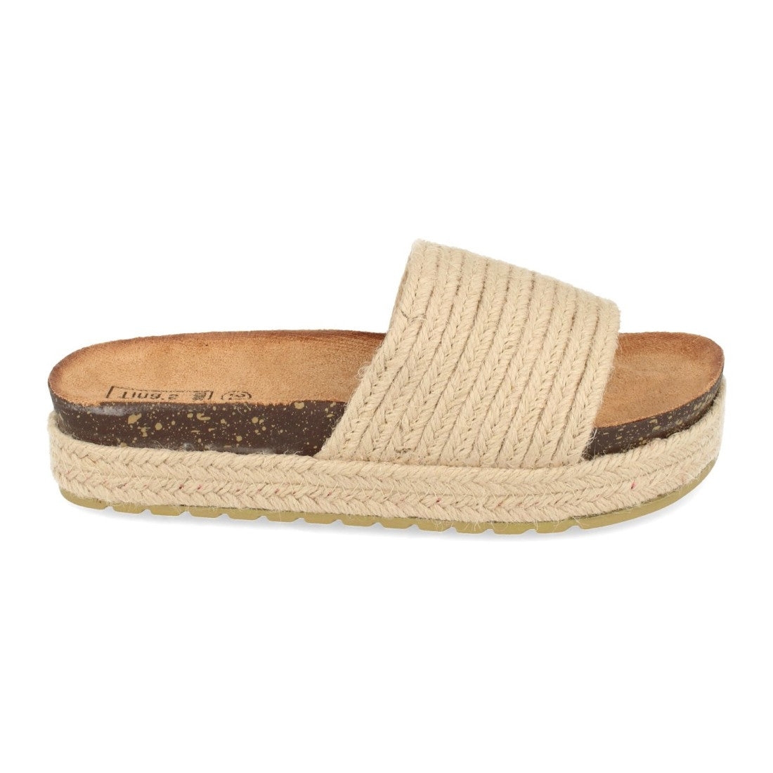 Sandalias Beige Mujer Planas Suela Yute Pala Bio Talón Abierto Elegantes