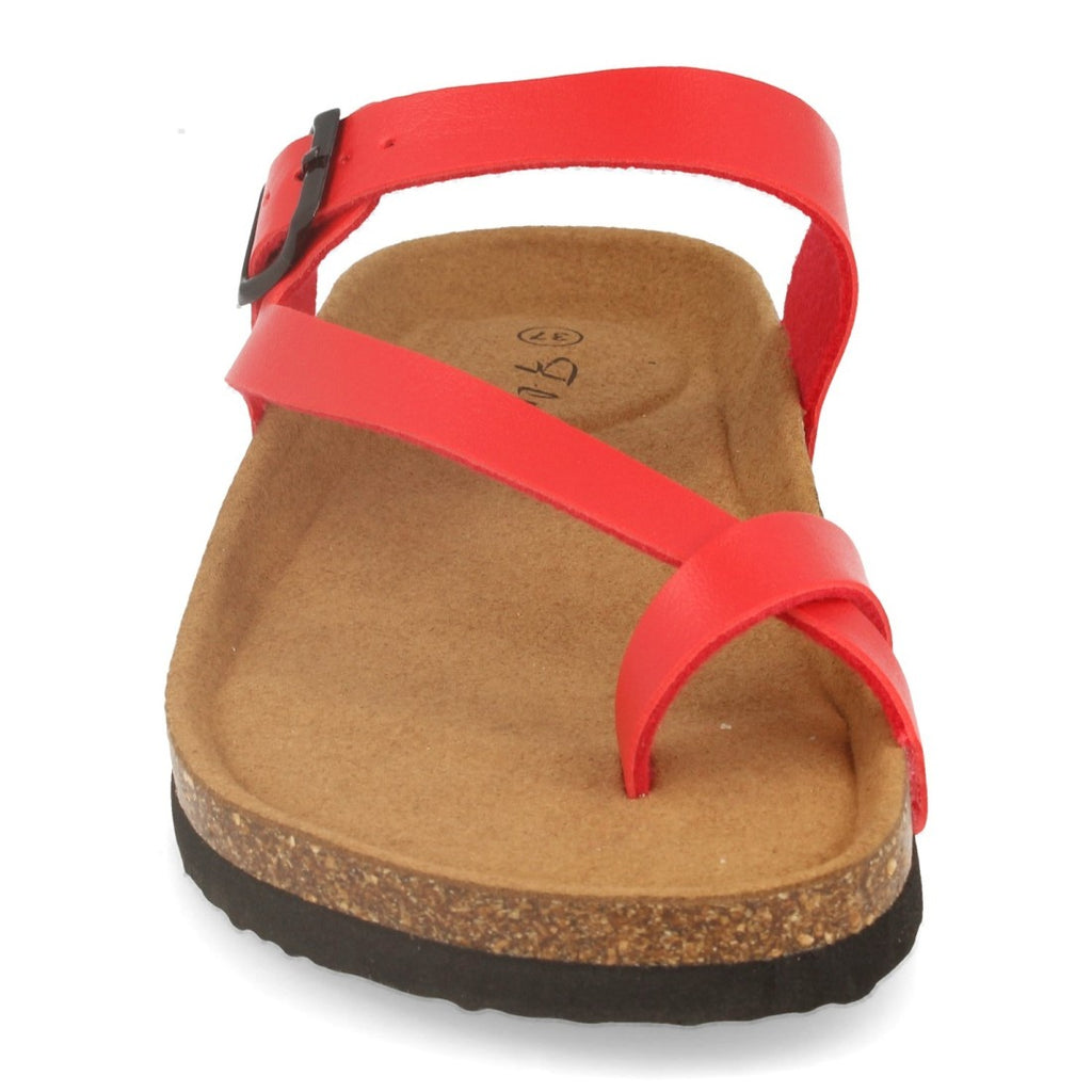 Sandalias Rojas Mujer Bio Estilo Esclava Planta Anatómica Hebilla Elegantes