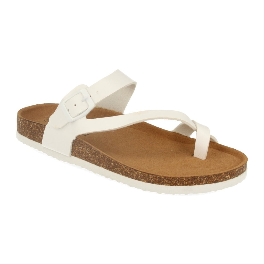 Sandalias Blancas Mujer Bio Estilo Esclava Planta Anatómica Hebilla Elegantes