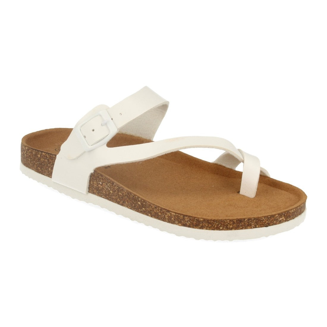 Sandalias Blancas Mujer Bio Estilo Esclava Planta Anatómica Hebilla Elegantes