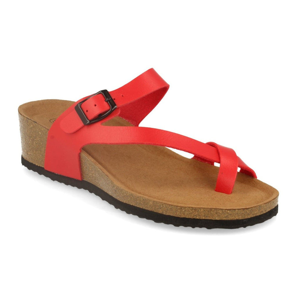 Sandalias Rojas Mujer Cuña Bio Plantilla Anatómica Estilo Esclava Elegantes