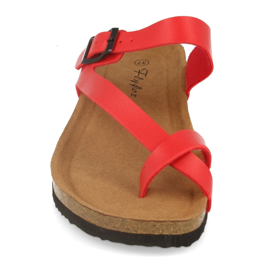 Sandalias Rojas Mujer Cuña Bio Plantilla Anatómica Estilo Esclava Elegantes