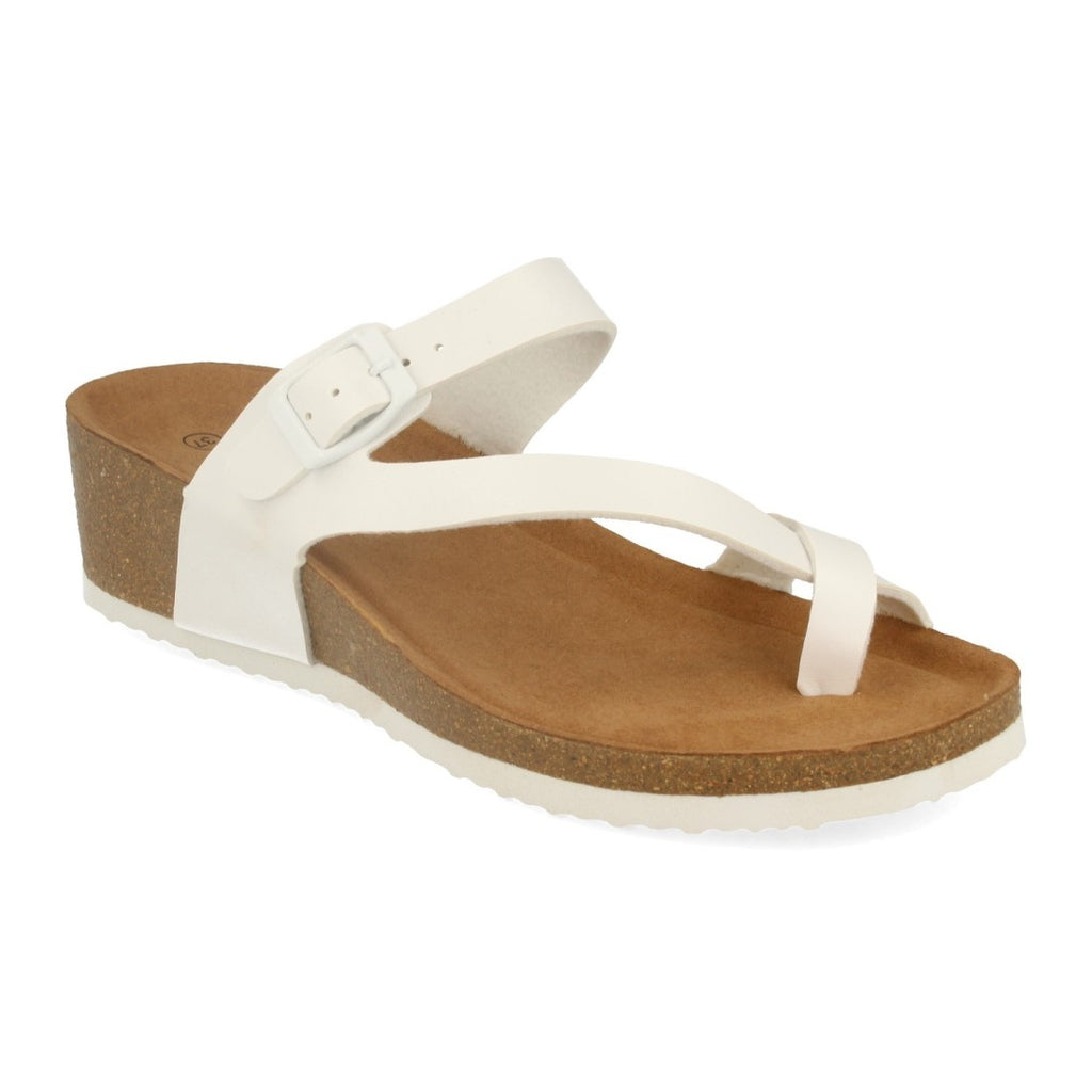 Sandalias Blancas Mujer Cuña Bio Plantilla Anatómica Estilo Esclava Elegantes